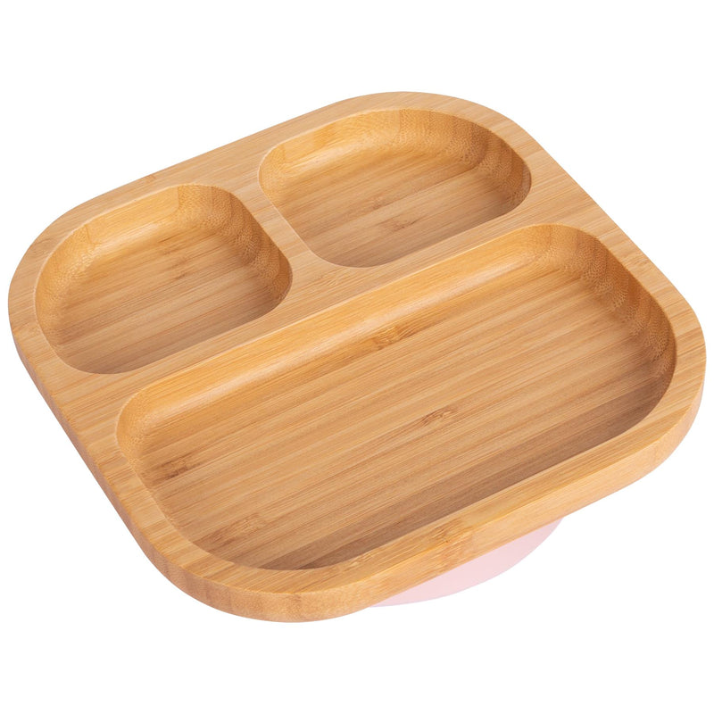 Square Divider Bamboo Suction Plate